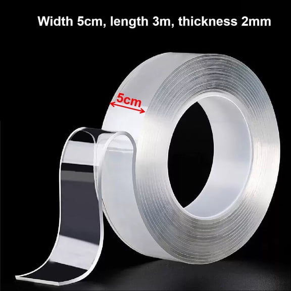 Clear Nano Double Sided Tape for Wall Hooks & Home Storage, 3m Roll