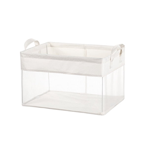 Clear Net Fabric Storage Box With Strong Metal Frame For Clothes Blankets Home Organization Pliable Plan Saves Space When Not Utilized