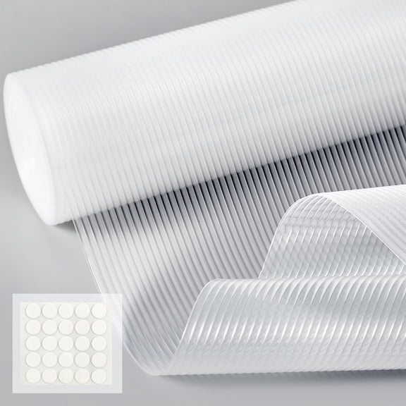 Clear Non Adheve, Non Slip EVA Drawer Liner for Kitchen Cabinets, Reeded Waterproof Cabinet for Wire Shelves, Refrigerator & Drawer  White Transparent Grip Liner,12" x 120"
