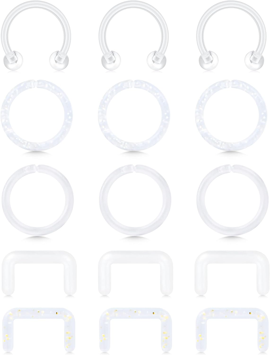 Clear Nose Rings Studs L Shape Piercing Retainer Flexible Nose Bone