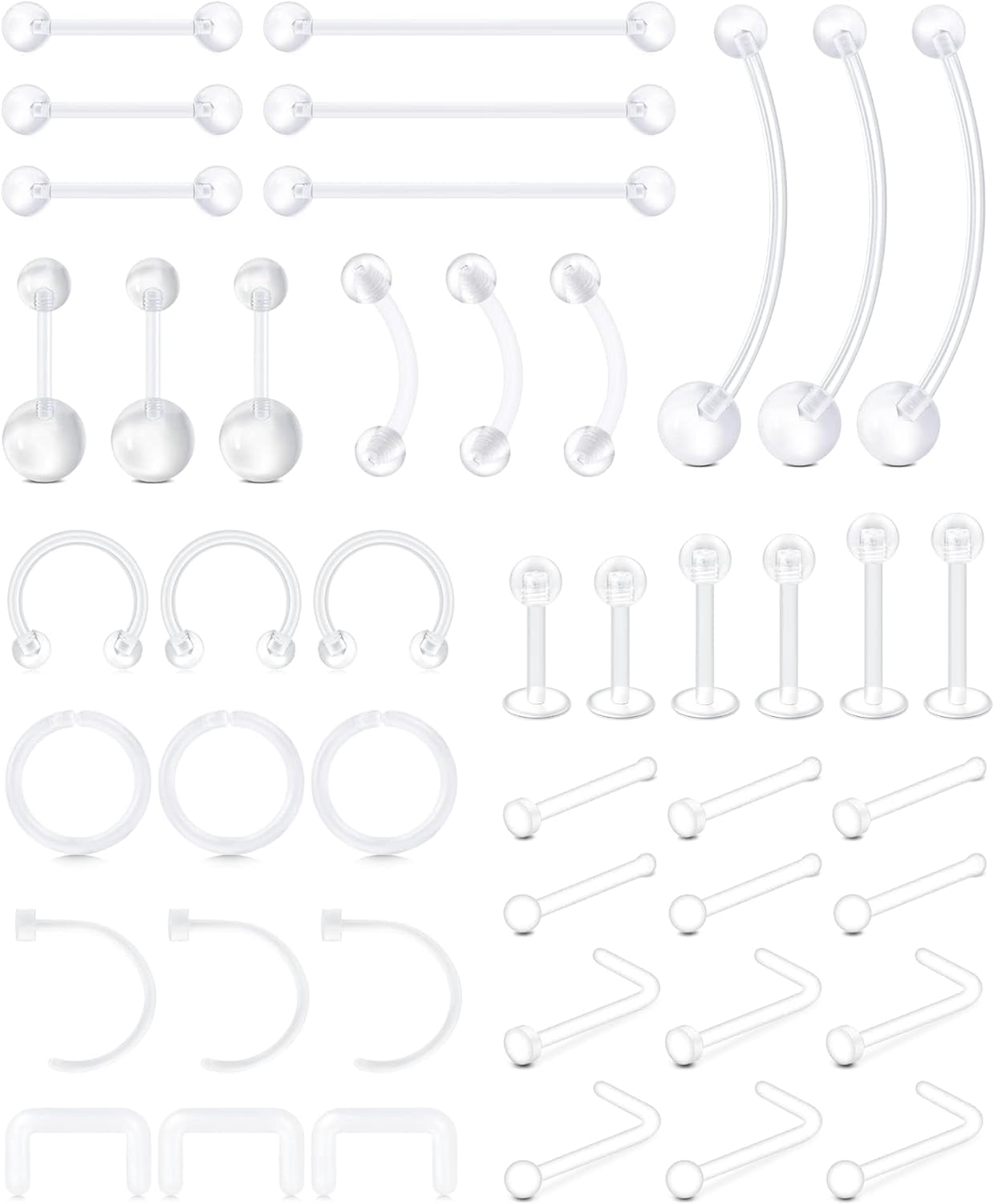 30 Pezzi Retainer Per Piercing Septum 16G - Bioflex Trasparenti E Colorati, Ferro Di Cavallo - Foto 2