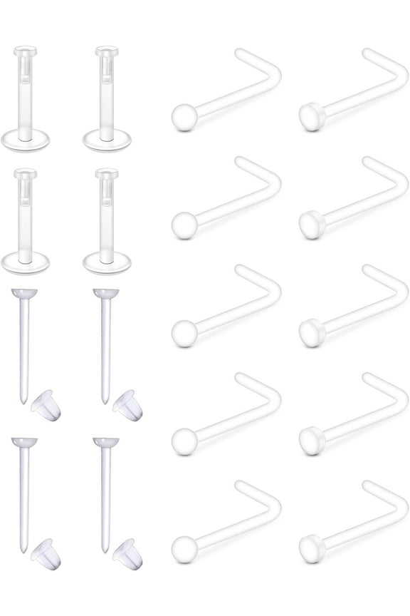Clear Nose Studs Clear Nose Rings for Work Clear Nose Piercing Plastics Nose Retainer for Surgery Nose Ring Spacers Nose Rings Retainer Septum Retainer Clear Lip Rings Plastic Earrings Studs