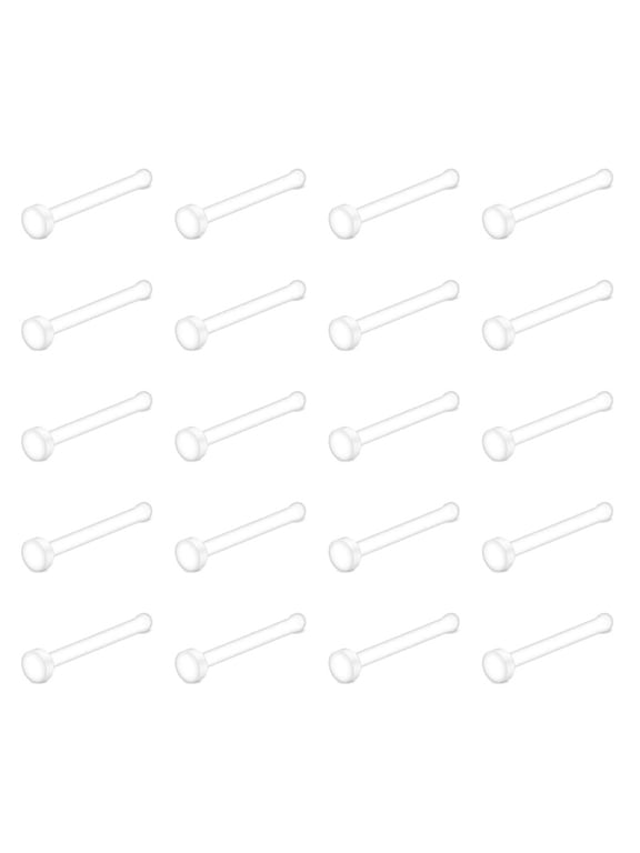Clear Nose Studs Plastic Nose Ring for Work Surgery Flexible Nose Retainer Bioflex Nose Rings Studs Piercing Retainer Bone Shape Flat Top 18g 20g