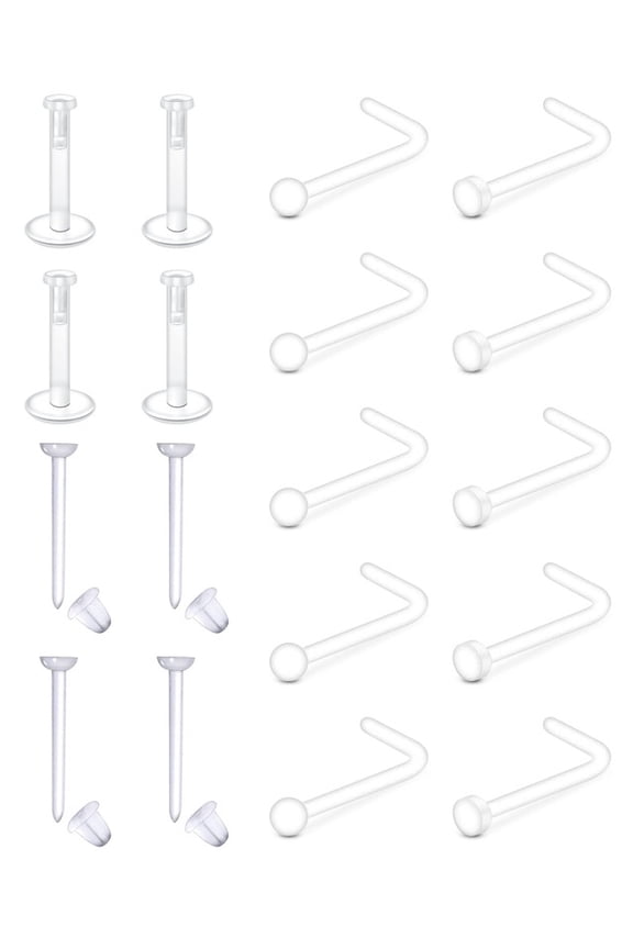 Clear Nose Studs for Work Clear Nose Rings Piercing Retainer for Surgery Bioflex Plastic Nose Ring Spacers Retainer Jewelry for Septum Lip Earrings