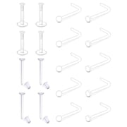 Clear Nose Studs for Work Clear Nose Rings Piercing Retainer for Surgery Bioflex Plastic Nose Ring Spacers Retainer Jewelry for Septum Lip Earrings