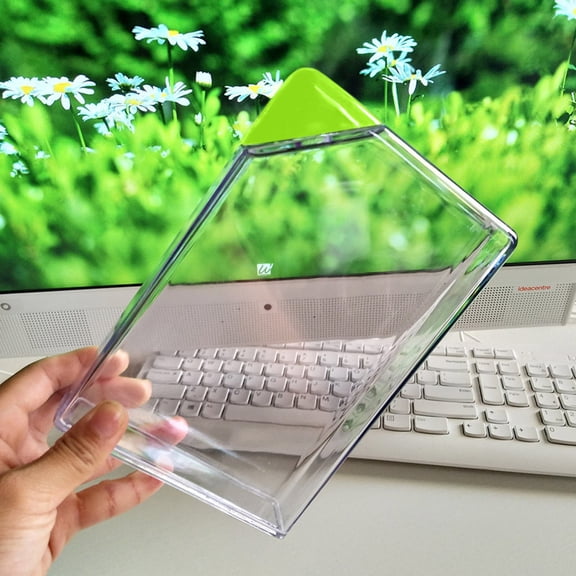 Clear Notebook-Shaped Water Bottle, Creative Personalized Design With Triangular Green Lid, Transparent Durable Structure For Easy Liquid Visibility, Portable Flat Design