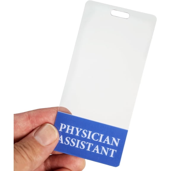 Clear Physician Assistant Badge Buddy Vertical - Hospital & Nurse ID Backer Cards - Transparent Title/Role Identifier - Wear Behind Medical Name Badge on I’D Reel or Lanyard by Specialist ID (Blue)