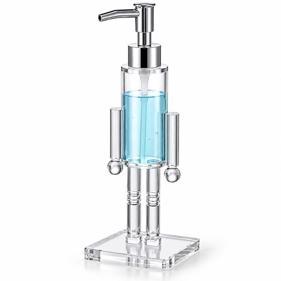 Clear Nutcracker Soap Dispenser,Christmas Acrylic Pump Bottle With Easy-Press Pump, Clear Bathroom & Kitchen Countertop Decor For Hand Soap, Lotion And Dish Soap