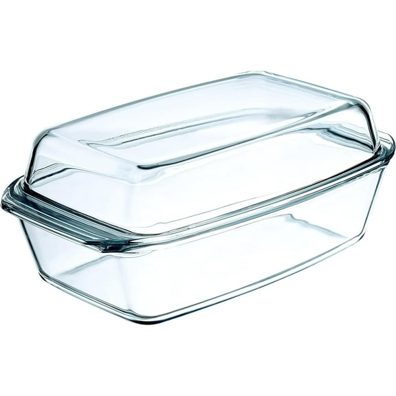 Clear Oblong Glass Casserole by Simax | With High Lid, Heat, Cold and Shock Proof, Made in Europe, 3 Quart
