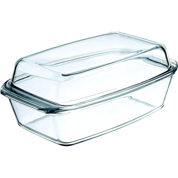 Clear Oblong Glass Casserole by Simax | With High Lid, Heat, Cold and Shock Proof, Made in Europe, 3 Quart
