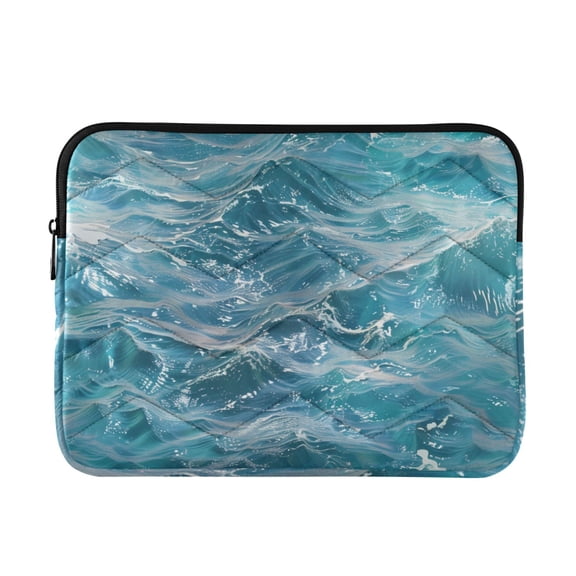 Clear Ocean Wave Quilted Laptop Protective Cases Computer Sleeves Tablet Bags Briefcases M
