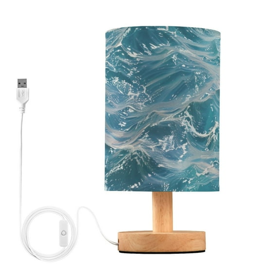 Clear Ocean Wave Table Lamp with USB Port LED Warm Light Lamp Night Light Home Decor