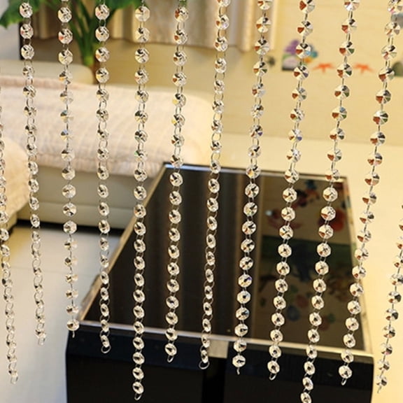 Clear Octagon Beaded Curtain Transparent Plastic Doorway Curtain for Room Divider Window Decoration and Home Decor Use as Wedding or Party Backdrop,1PCS