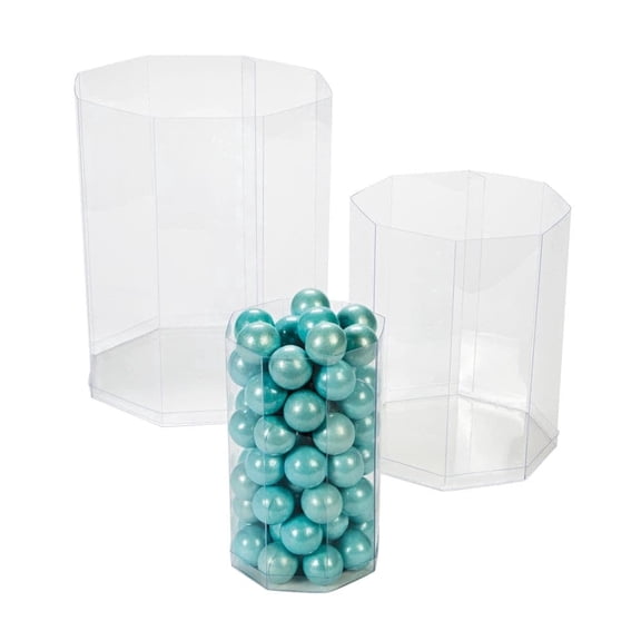 Fun Express Clear Plastic Octagon Candy Food Storage Containers 6 Count