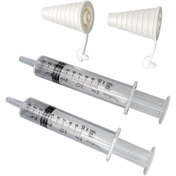 Clear Oral Syringe 2 tsp (10 ml) Calibrated in tsp and ml with Bottle