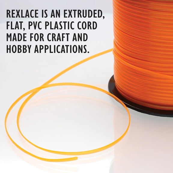 Rexlace Flat Plastic Lacing – Boondoggle String, Clear Orange, 0.092" W, 0.035” Thick, 100 Yd