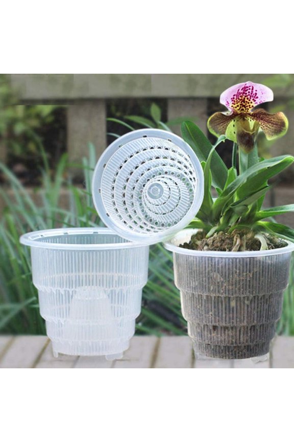 Clear Orchid Pots Set w/Holes Clear Plastic Baskets w/Great Aerification and Drainage Orchid Planter