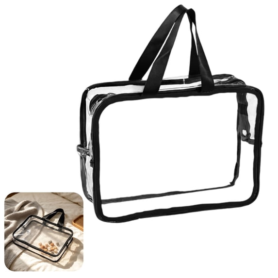 Clear Organizer Bags,Reusable Clear PVC Board Game Storage,Travel Waterproof Pouch with Portable Handle,11.8x8.6x3.9 Inch Zippered Transparent Organizer Bag,Storage Containers for Toy,Board Games