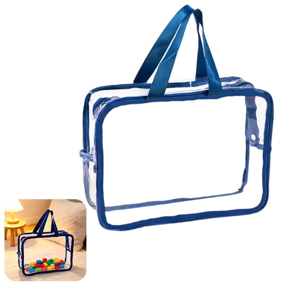Clear Organizer Bags,Reusable Clear PVC Board Game Storage,Travel Waterproof Pouch with Portable Handle,11.8x8.6x3.9 Inch Zippered Transparent Organizer Bag,Storage Containers for Toy,Board Games