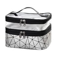 thumbnail image 1 of Clear Organizer, Clear Storage Bags with Zipper, Cosmetics Bag, Clear Vinyl, Silver 9X7X6 in Large Capacity Silver Geometric Pattern Makeup Pouch, Double Zipper with Heart Shape, 1 of 5