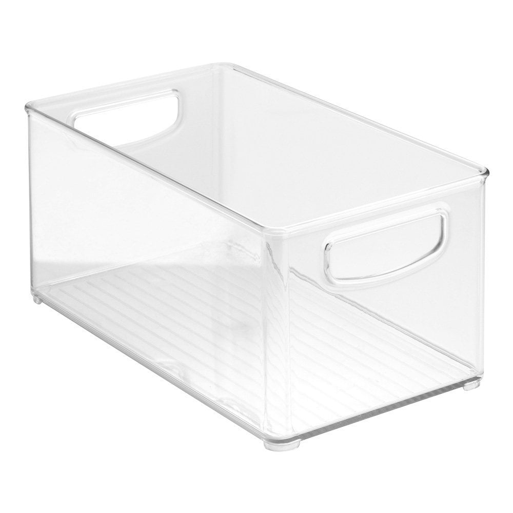 Briskly41 Clear Space Saving Rolling Storage Bin Organize Cabinets Pantry  Laundry Bathroom Home Office Kitchen Crafts Wheels White Handle