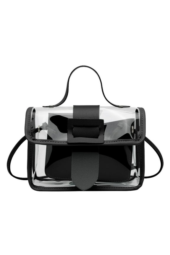 Clear Out Stock! Awwp Black a Shoulder Bag Clear Crossbody Purse Bag Clear Bag Stadium Approved Inner Pocket for Concerts Festivals Sports Events