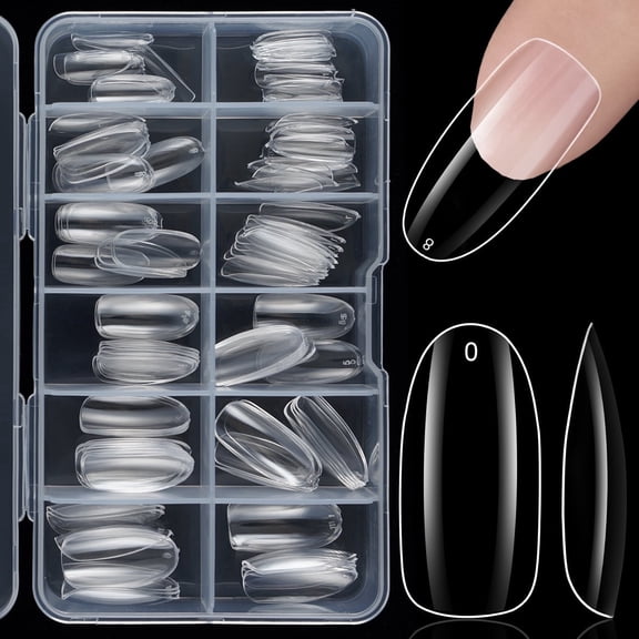 Clear Oval Acrylic Nail Tips 12 Size for Acrylic Nature Nail Tools Natural Nails Tips Square Long Gel Tips Professional Gel Nail Extension Manicure Salon At Home