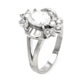 thumbnail image 1 of Clear Oval Cubic Zirconia Center Fashion Ring Rhodium Plated Sterling Silver Size 5, 1 of 2