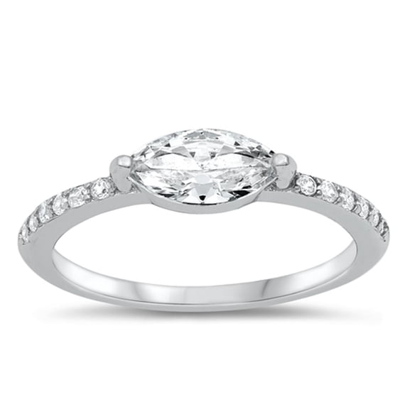 Clear Oval Engagement Ring .925 Sterling Silver Band White Cubic Zirconia Jewelry Female Male Size 5