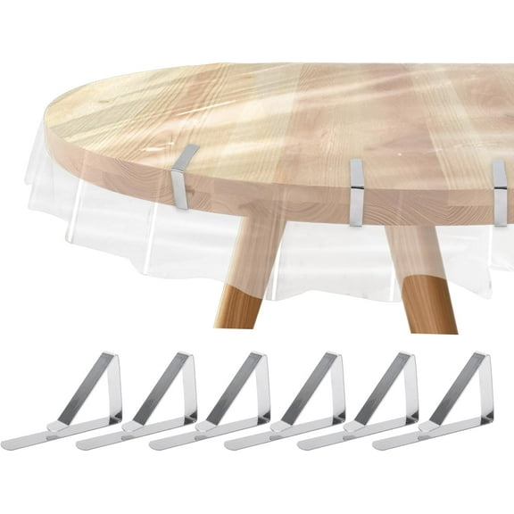 Clear Oval Table Cover Protector with 6 Pcs Tablecloth Clips, 54 x 72 Inch Cover, Plastic Waterproof for Dinner Picnic Table(Clear) -
