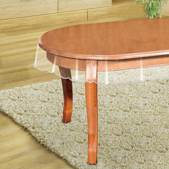 Clear Oval Tablecloth Protector 54 x 72 Inch Waterproof PVC Vinyl Tablecover for Oval Dining Table, Transparent Spill-Proof Table Pad for Kitchen, Outdoor, or Holiday Use