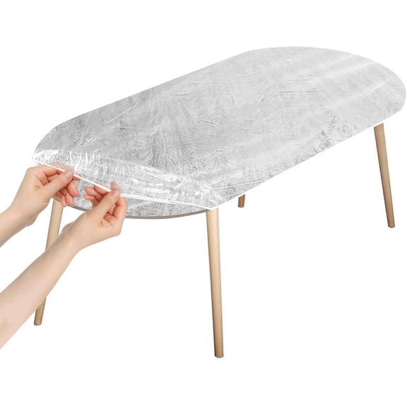 Clear Oval Vinyl Fitted Tablecloth, Fits 40 x 60 Inch Oval Table, Waterproof Oilcloth Elastic Edge Design Table Cover Tablecloth Protector(Clear)