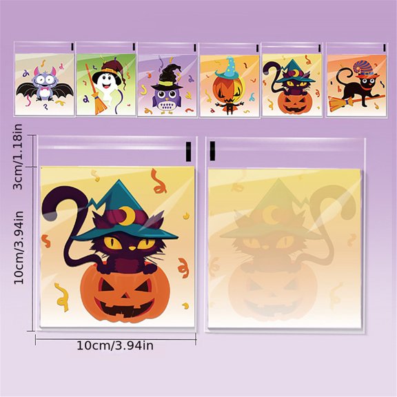 Clear PE Plastic 100 Pack Halloween Candy Chocolate Party Packaging Bags, Fridge Food Storage Pouches