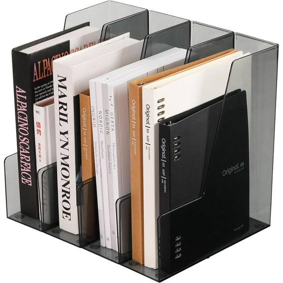 Clear PET Desk Organizer and Storage Bins, Vertical File Holder, Multi-purpose Plastic Document Organizer for Home Office, Holding for Magazines, Binders, Notebooks, Envelopes