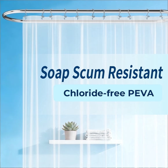 Yiannan Clear PEVA Shower Curtain Liner, Rustproof Grommets, Waterproof, 3 Magnets，71x72