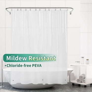 Clear PEVA Shower Curtain Liner, Rustproof Grommets, Waterproof, 3 Magnets，71" W x 72"H