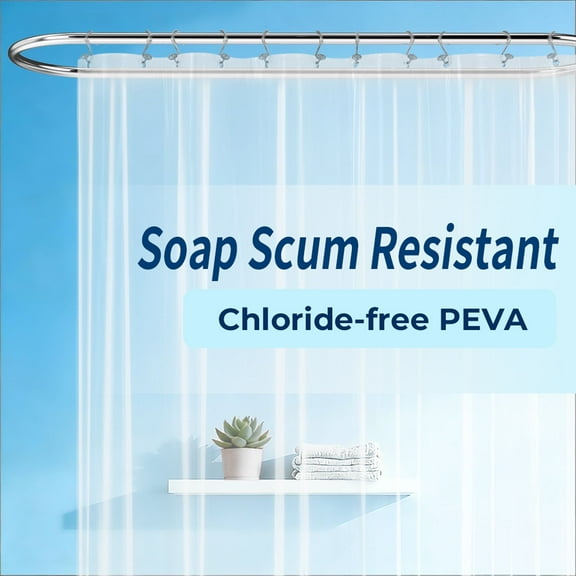 Yiannan Clear PEVA Shower Curtain Liner, Rustproof Grommets, Waterproof, 3 Magnets，71x72