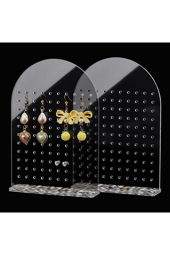 Clear PH 2 Pack Arch Earring Holder 110 Holes Earring Display Stands Ear Stud Holder Rack with Base Acrylic Earring Hanger Board Jewelry Rack Display for Selling Retail Display 1.2x5x7 inch