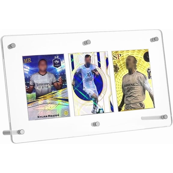Clear PH 3-Slot Clear Acrylic Trading Card Display Case Baseball Cards Display Frame Collectibles Sports Card Stands Cards Displaying Wall with Screw for Pictures Photo Storage Displaying