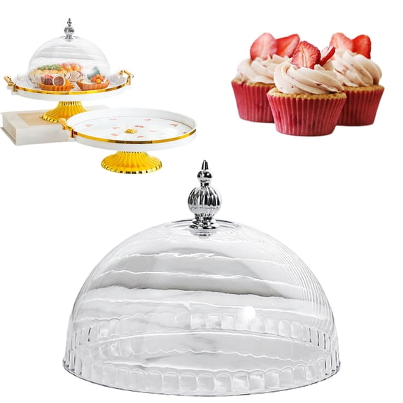 Clear PP Round Cake Dome Cover, Transparent Dustproof Food Display Lid for Desserts Pastries Wedding Party Home Decor