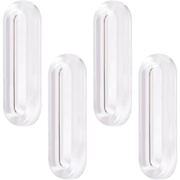 Clear PU Self-Adhesive Pulls, 4 Pcs Recessed Finger Pulls Oval Sliding Door Handles Clear Instant Handle for Glass Doors Window Drawer Cabinet