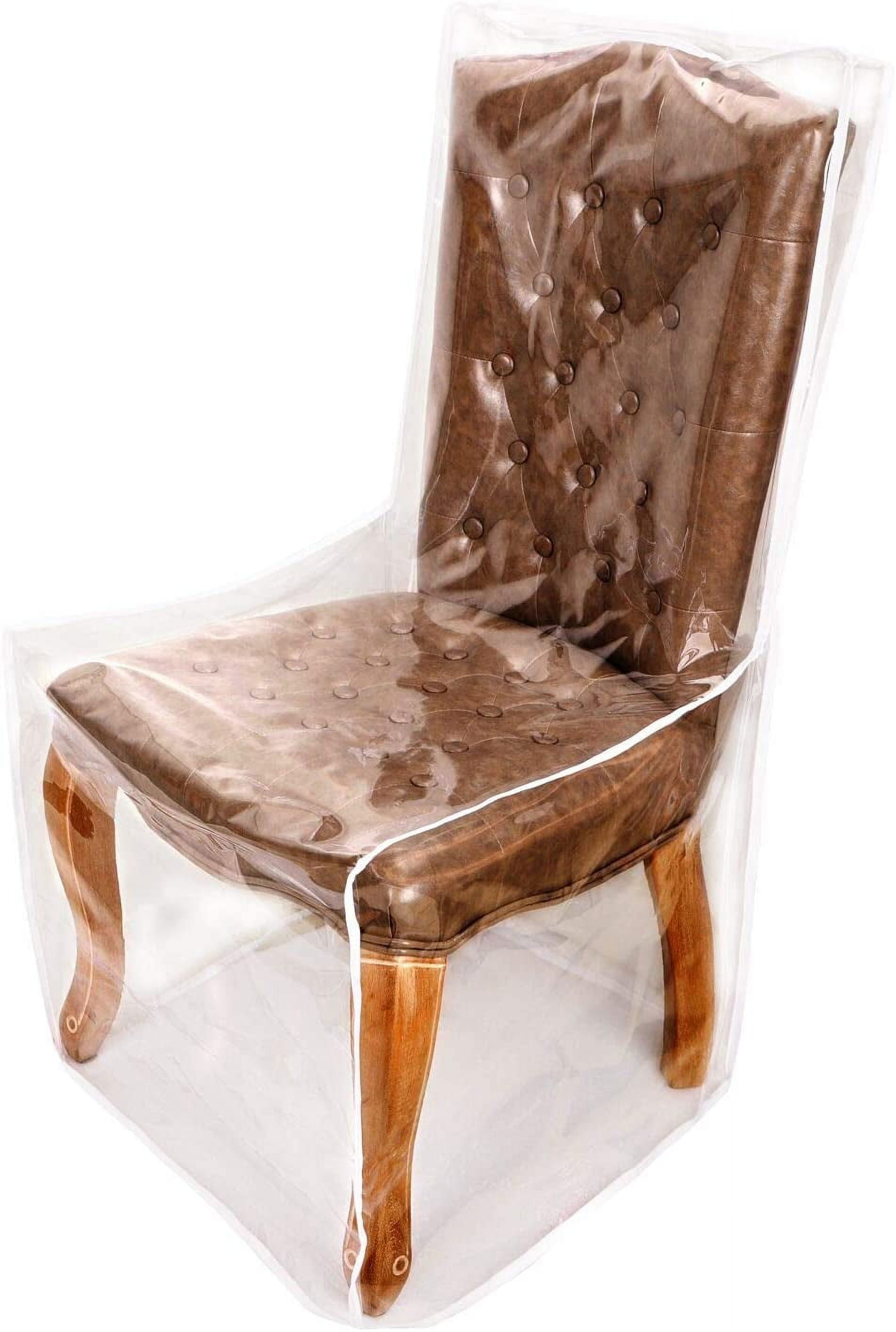 Clear PV Waterproof Plastic Chair Covers Heavy duty Durable and Easy to Clean Chair Storage Cove for Indoor and Outdoor Use Protect Your Dining Room Chairs from Spills Dust and