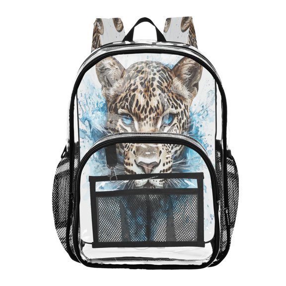 Clear PVC Backpack 12L Transparent Shoulder Bag with Mesh Pockets Modern Jaguar Splash Wall Art