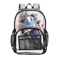 thumbnail image 1 of Clear PVC Backpack 12L Transparent Shoulder Bag with Mesh Pockets Racing Splash Pattern, 1 of 7