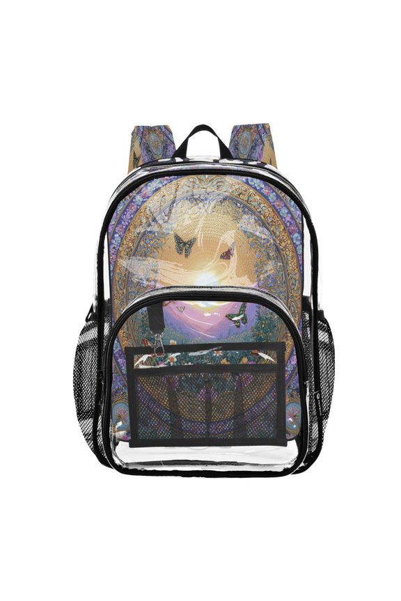 Clear PVC Backpack 12L Transparent Shoulder Bag with Mesh Pockets Realm Of Magic
