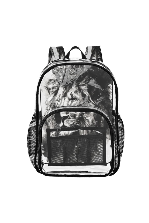 Clear PVC Backpack Large Capacity Multi-Pocket Printed Shoulder Bag Lightweight Daypack for School Travel Outdoor The Lion King