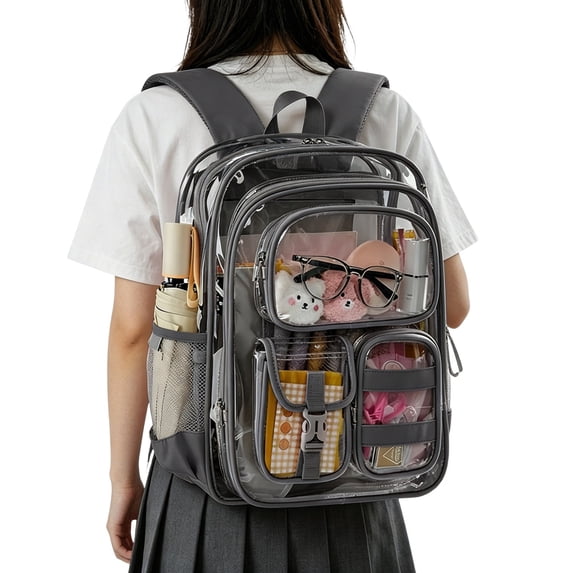 Clear Backpack for School, Transparent Student Bookbag with Padded Straps