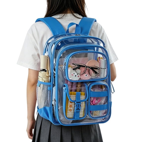 Clear Backpack for School, Transparent Student Bookbag with Padded Straps