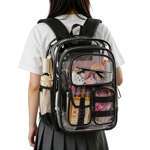 Clear Backpack for School, Transparent Student Bookbag with Padded Straps