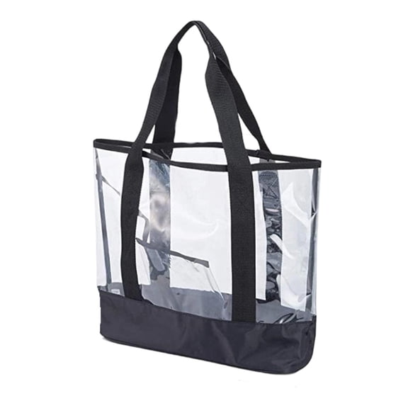 Clear PVC Beach Tote Bag, Waterproof Large Capacity Design, With Top Handles & Shoulder Strap, For Summer Travel Poolside Vacation Shoulder Bag